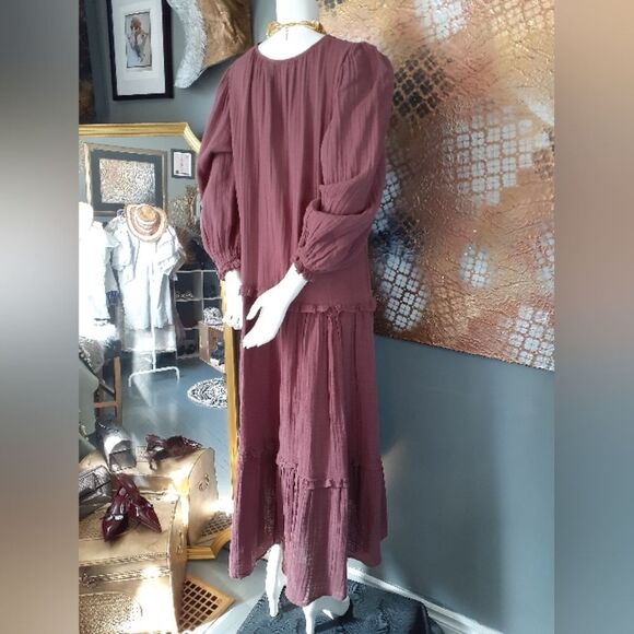 Zara Deep Red Long Sleeve Dress - Picture 3 of 15